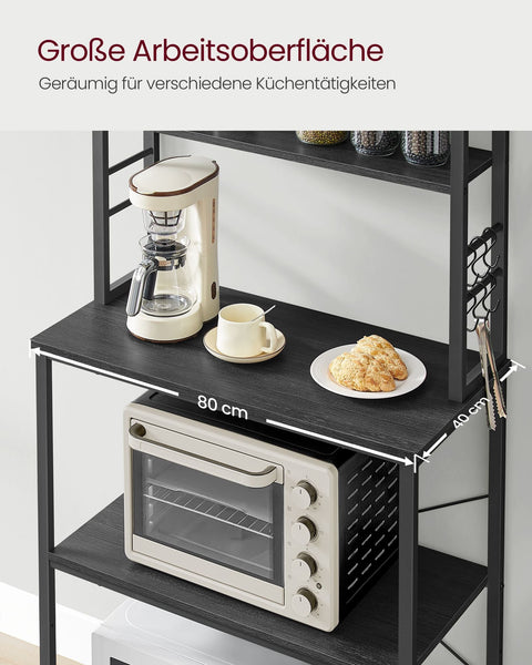 Rootz Industrial Design Kitchen Shelf - Oak White - Chipboard Steel - Storage Shelves - Hooks - 40cm x 80cm x 167cm - Assembly Required