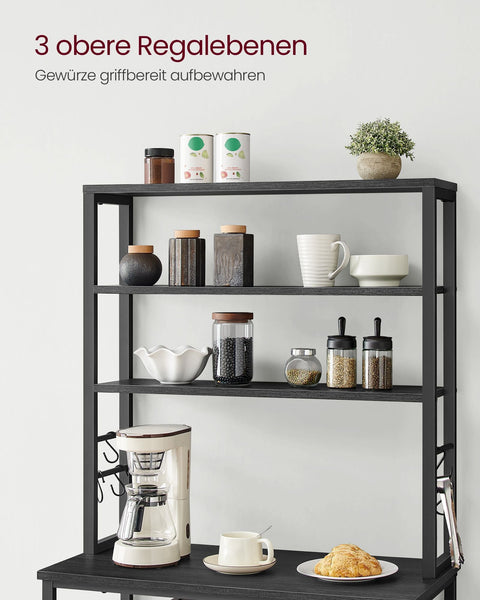 Rootz Industrial Design Kitchen Shelf - Oak White - Chipboard Steel - Storage Shelves - Hooks - 40cm x 80cm x 167cm - Assembly Required