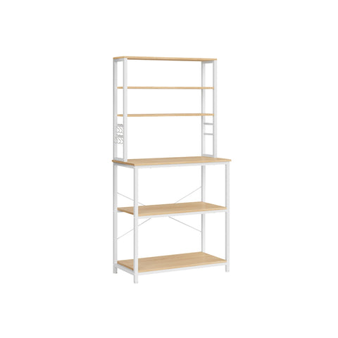 Rootz Kitchen Shelf with 6 Shelves and 6 Hooks - Pantry Rack - Storage Organizer - Chipboard & Steel - 40cm x 80cm x 167cm