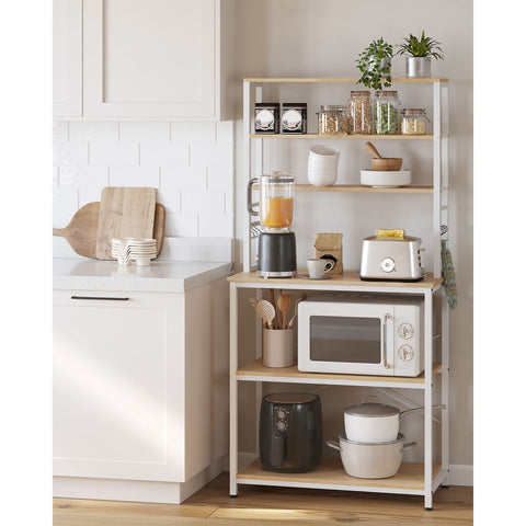 Rootz Kitchen Shelf - Storage Rack - Organizer with Hooks - Space Saving - Chipboard & Steel - 40x80x167cm