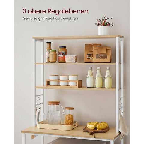 Rootz Kitchen Shelf - Storage Rack - Organizer with Hooks - Space Saving - Chipboard & Steel - 40x80x167cm
