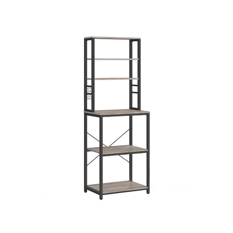 Rootz Standing Shelf Kitchen - Industrial Organizer - Grey-Black Storage - Sturdy Chipboard & Steel - 40 x 60 x 167 cm