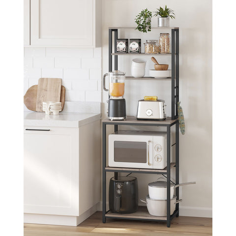 Rootz Standing Shelf Kitchen - Industrial Organizer - Grey-Black Storage - Sturdy Chipboard & Steel - 40 x 60 x 167 cm