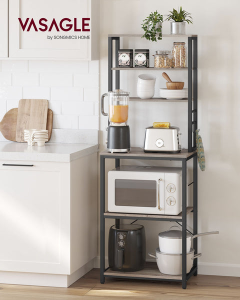 Rootz Greige Black Cake Rack - Baking Stand - Storage Organizer - Chipboard Steel - 40cm x 60cm x 167cm - Heavy Duty - Easy Assembly - Versatile Storage