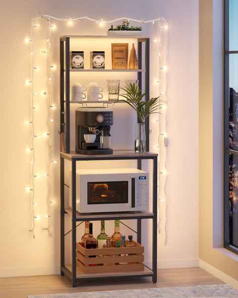 Rootz Standing Shelf Kitchen - Industrial Organizer - Grey-Black Storage - Sturdy Chipboard & Steel - 40 x 60 x 167 cm