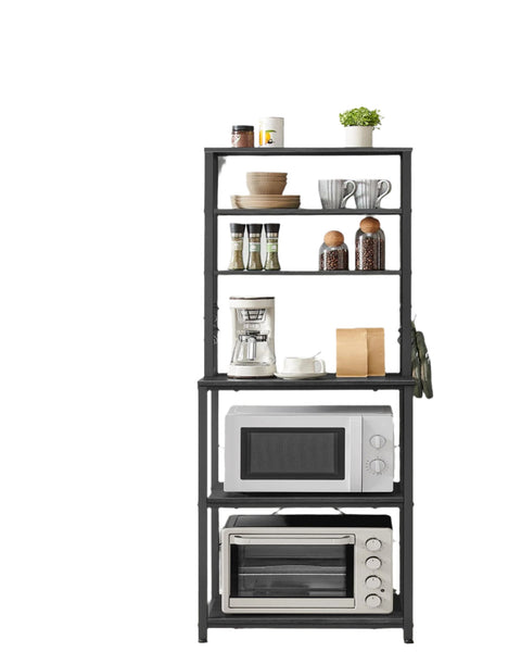 Rootz Kitchen Shelf Unit - Storage Rack - Organizing Stand - 6 Shelves & Hooks -  - Black - 40 x 60 x 167 cm