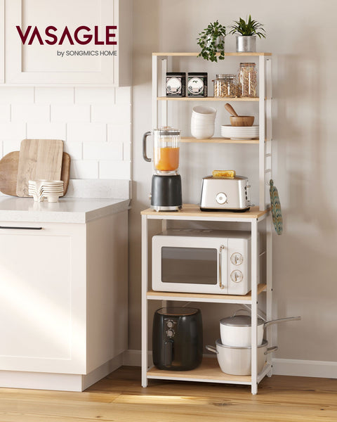 Rootz Oak White Chipboard Steel Cake Rack - Baking Stand - Storage Shelf - Sturdy Construction - Easy Assembly - 40cm x 60cm x 167cm