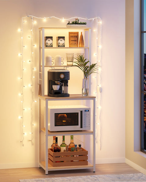 Rootz Oak White Chipboard Steel Cake Rack - Baking Stand - Storage Shelf - Sturdy Construction - Easy Assembly - 40cm x 60cm x 167cm