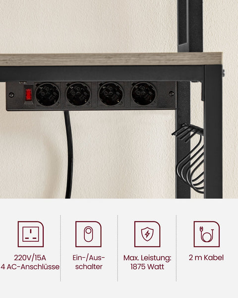 Rootz Greige Black Cake Rack - Storage Shelf - Chipboard Steel - Heavy Duty - Easy Assembly - 40cm x 80cm x 170cm