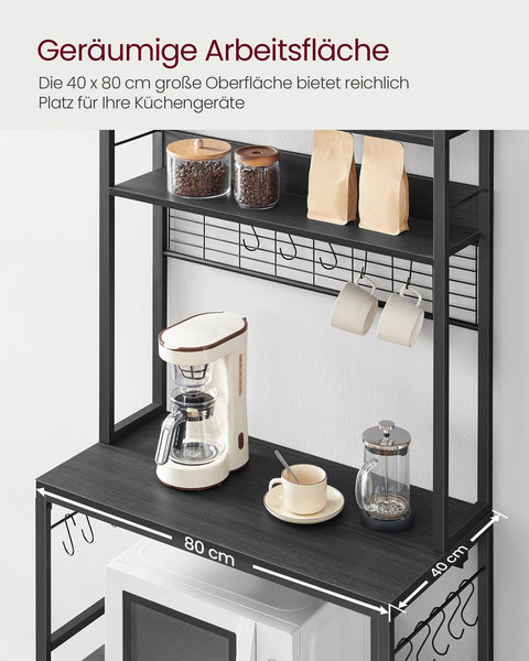 Rootz Anthracite Gray-Ink Black Cake Rack - Storage Shelf - Heavy Duty Organizer - Chipboard and Steel Construction - 40cm x 80cm x 170cm