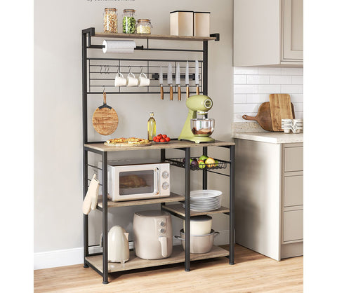 Rootz Kitchen Shelf - Storage Rack - Organizer Stand - 12 Hooks - Space-saving Design - 42 x 90 x 167.3cm