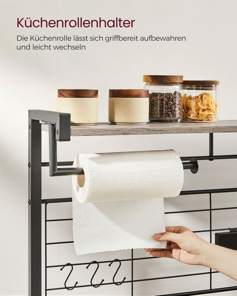Rootz Kitchen Shelf - Storage Rack - Organizer Stand - 12 Hooks - Space-saving Design - 42 x 90 x 167.3cm