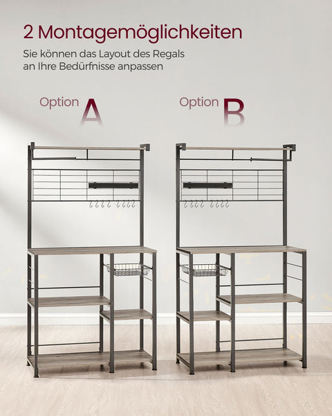 Rootz Kitchen Shelf - Storage Rack - Organizer Stand - 12 Hooks - Space-saving Design - 42 x 90 x 167.3cm