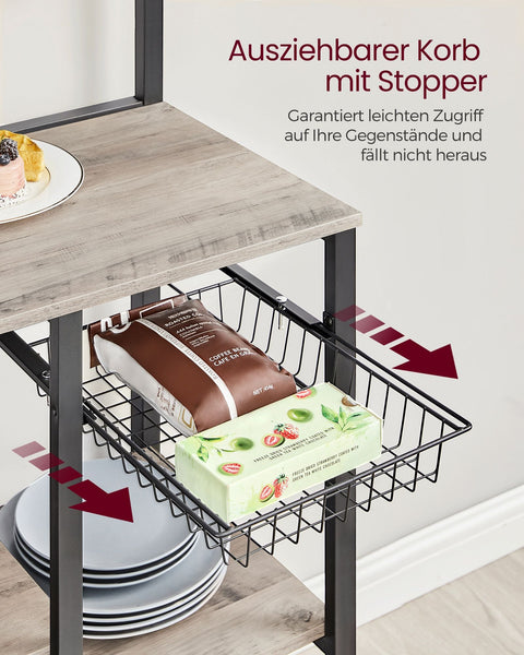 Rootz Kitchen Shelf - Storage Rack - Organizer Stand - 12 Hooks - Space-saving Design - 42 x 90 x 167.3cm