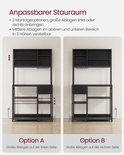 Rootz Kitchen Shelf with Sockets - Storage Unit - Multi-Functional Rack - High Capacity - 40cm x 100cm x 180.4cm