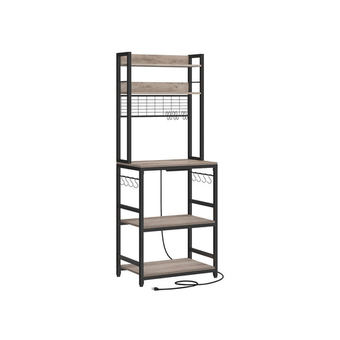 Greige Black Chipboard Steel Cake Rack - Baking Stand - Pastry Shelf - Sturdy Construction - Spacious Design - Easy Assembly - 40cm x 60cm x 170cm