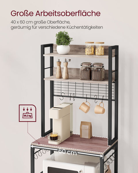 Rootz Standing Shelf with Sockets - Storage Unit - Organizer - Durable Chipboard - 40cm x 60cm x 170cm - Brown-Black