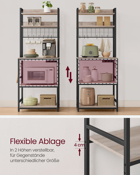 Greige Black Chipboard Steel Cake Rack - Baking Stand - Pastry Shelf - Sturdy Construction - Spacious Design - Easy Assembly - 40cm x 60cm x 170cm