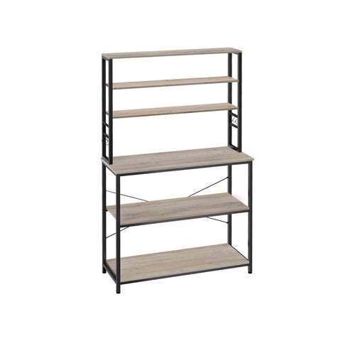 Rootz 6 Tier Kitchen Shelf - Storage Rack - Adjustable Shelving - Chipboard and Steel - 40cm x 100cm x 167cm - Greige Black - Max. load 52kg