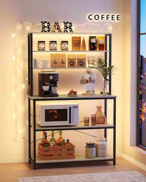 Rootz 6 Tier Kitchen Shelf - Storage Rack - Adjustable Shelving - Chipboard and Steel - 40cm x 100cm x 167cm - Greige Black - Max. load 52kg