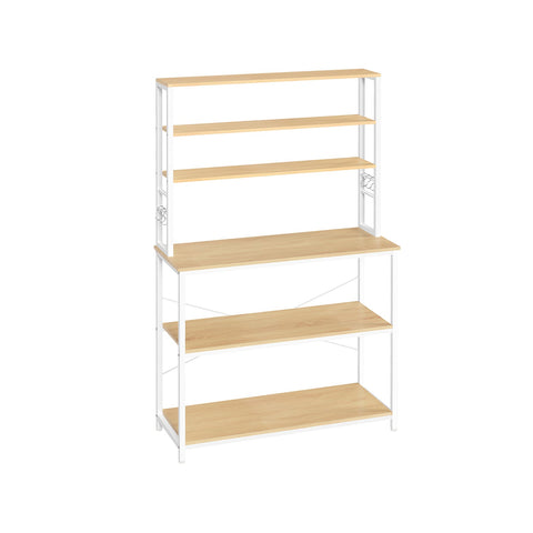 Rootz Kitchen Shelf - Industrial Design - White -Brown Sturdy & Spacious Storage - 40 x 100 x 167 cm
