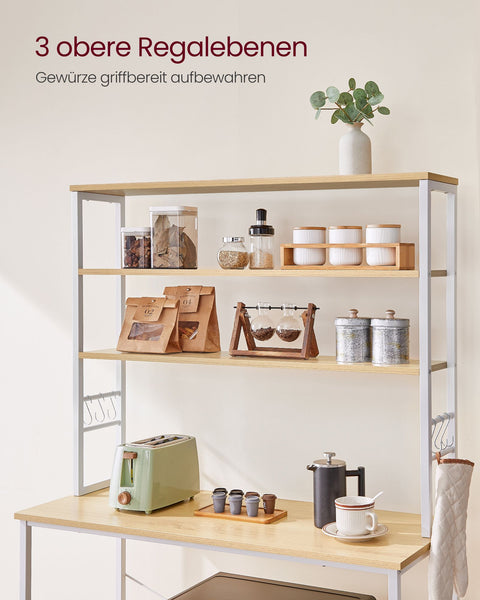 Rootz Kitchen Shelf - Industrial Design - White -Brown Sturdy & Spacious Storage - 40 x 100 x 167 cm