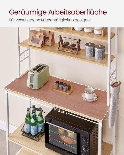Rootz Kitchen Shelf - Industrial Design - White -Brown Sturdy & Spacious Storage - 40 x 100 x 167 cm