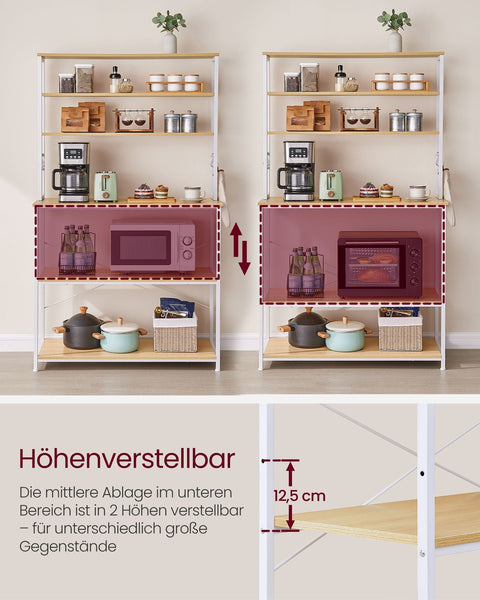 Rootz Kitchen Shelf - Industrial Design - White -Brown Sturdy & Spacious Storage - 40 x 100 x 167 cm