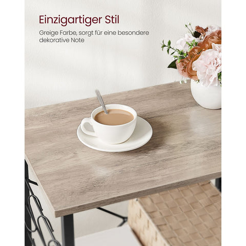 Rootz 3-Level Kitchen Shelf on Wheels - Rolling Storage Rack - Mobile Organizer - 80kg Capacity - 40cm x 60cm x 89cm - Greige Black