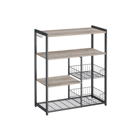 Rootz Kitchen Shelf - Organizer Rack - Storage Unit - Chipboard Steel - Greige Black - 35cm x 80cm x 95cm - 20kg Capacity