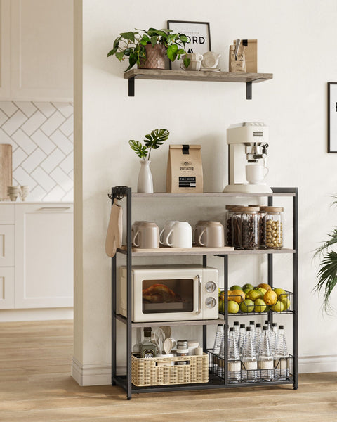 Rootz Kitchen Shelf - Organizer Rack - Storage Unit - Chipboard Steel - Greige Black - 35cm x 80cm x 95cm - 20kg Capacity