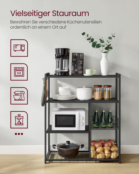 Rootz Kitchen Shelf - Metal Storage Rack - Organizer - Sturdy Steel - 35cm x 80cm x 95cm