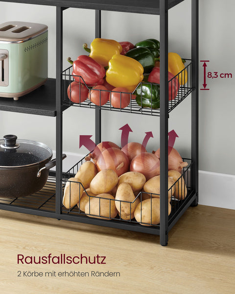 Rootz Kitchen Shelf - Metal Storage Rack - Organizer - Sturdy Steel - 35cm x 80cm x 95cm