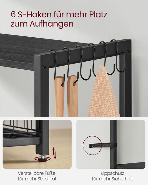 Rootz Kitchen Shelf - Metal Storage Rack - Organizer - Sturdy Steel - 35cm x 80cm x 95cm