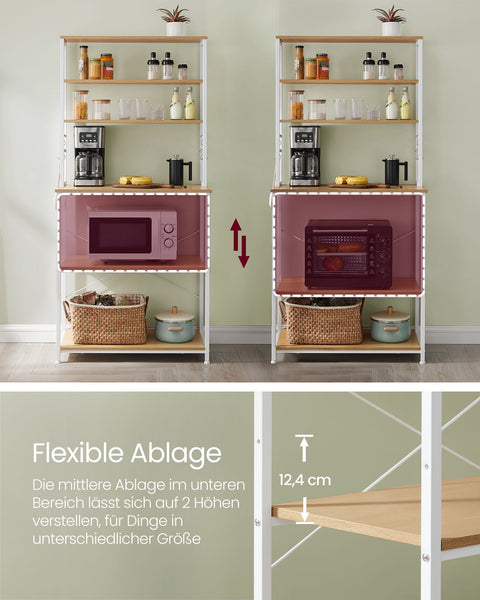 Rootz Kitchen Shelf with Sockets - Golden Oak Cloud White - Chipboard Steel - 40cm x 80cm x 167cm - Modern Storage Unit - 21.2kg