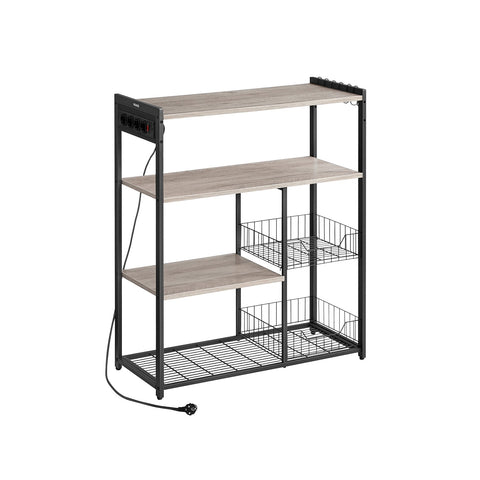 Rootz Kitchen Shelf Greige Mottled Ink Black - Storage Rack - Chipboard - Steel - Organizing - 35cm x 80cm x 93.5cm