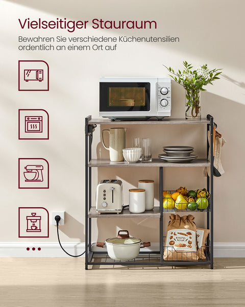 Rootz Kitchen Shelf Greige Mottled Ink Black - Storage Rack - Chipboard - Steel - Organizing - 35cm x 80cm x 93.5cm