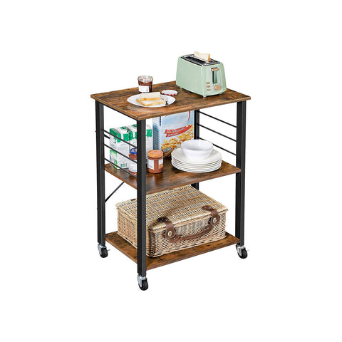 Rootz Rollable Kitchen Shelf - Movable Storage - Mobile Organizer - Industrial Design - 60cm x 40cm x 89cm