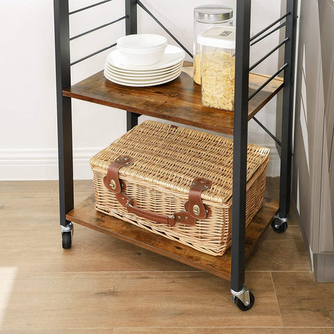 Rootz Rollable Kitchen Shelf - Movable Storage - Mobile Organizer - Industrial Design - 60cm x 40cm x 89cm