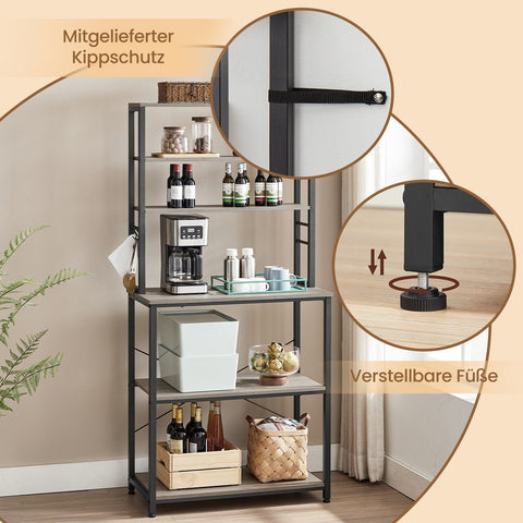 Rootz Kitchen Shelf - Standing Shelf - Microwave Shelf - Space-Saving Solution - 40 x 80 x 167 cm