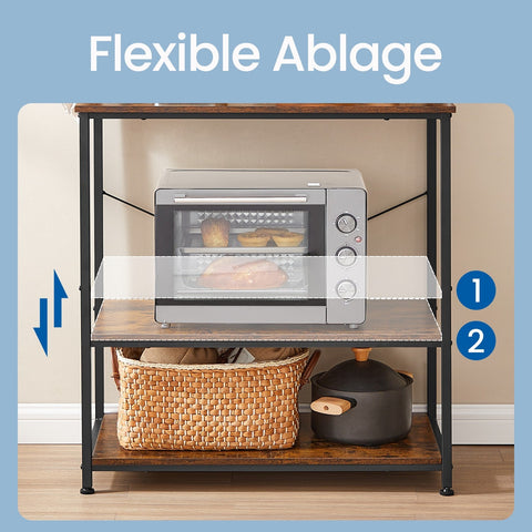 Rootz Standing Kitchen Shelf - Microwave Stand - 6 Tier Rack - Space Saving - 40 x 60 x 167 cm