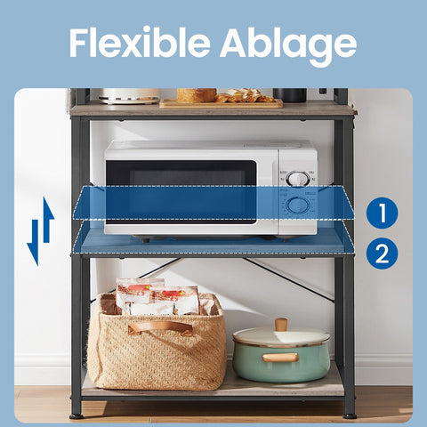 Rootz Standing Kitchen Shelf - Microwave Stand - 6-Tier Shelving Unit - Maximizes Space - 40cm x 60cm x 167cm