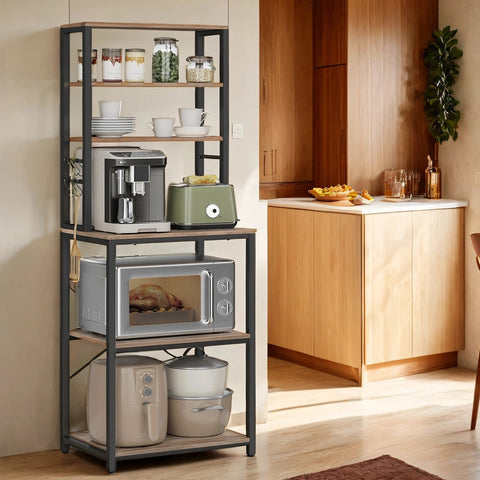Rootz Standing Kitchen Shelf - Microwave Stand - 6-Tier Shelving Unit - Maximizes Space - 40cm x 60cm x 167cm