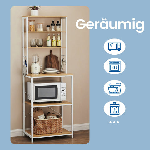 Rootz Standing Kitchen Shelf - Microwave Shelf - 6 Levels - Space-Saving - 40 x 60 x 167 cm