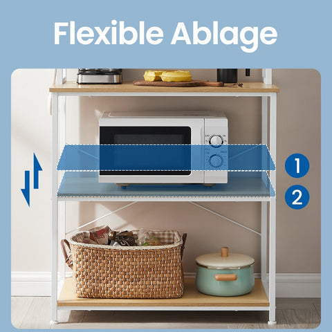 Rootz Standing Kitchen Shelf - Microwave Shelf - 6 Levels - Space-Saving - 40 x 60 x 167 cm