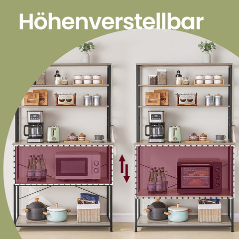 Rootz Kitchen Shelf - Standing Shelf - Microwave Shelf - Space-Saving Storage - 40 x 100 x 167 cm