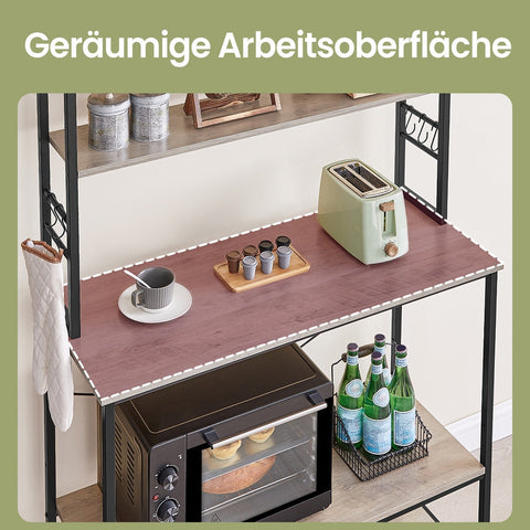 Rootz Kitchen Shelf - Standing Shelf - Microwave Shelf - Space-Saving Storage - 40 x 100 x 167 cm