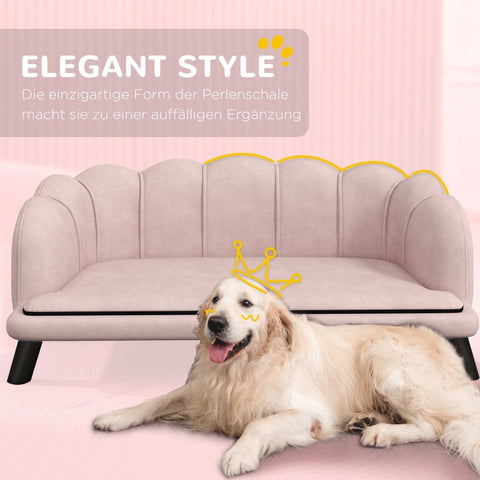 Rootz Comfortable Dog Sofa - Pet Couch - Plush Pet Bed - Solid Wood Legs - Moisture-Proof Design - Removable Washable Cover - Pink - 98.5cm x 60.5cm x 35.5cm