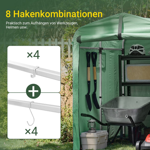 Rootz Bicycle Garage - Outdoor Storage - Weatherproof Shelter - Protects from UV & Rain - 120x163x176cm