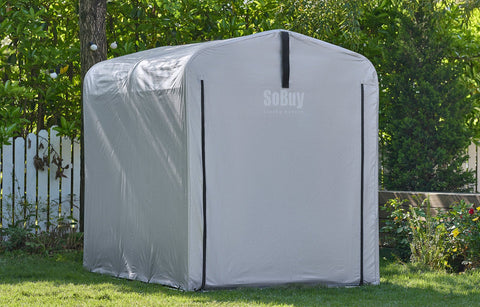 Rootz Outdoor Storage Shelter - Weatherproof Canopy - Iron & PE Garage - Spacious & Ventilated - 120x163x176cm